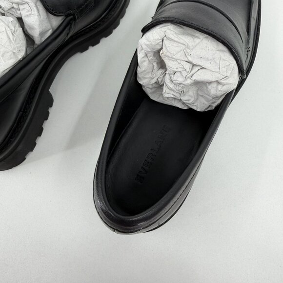 Everlane The Lug Loafer in Black Leather size 7 Women's Chunky Heel - Picture 10 of 13